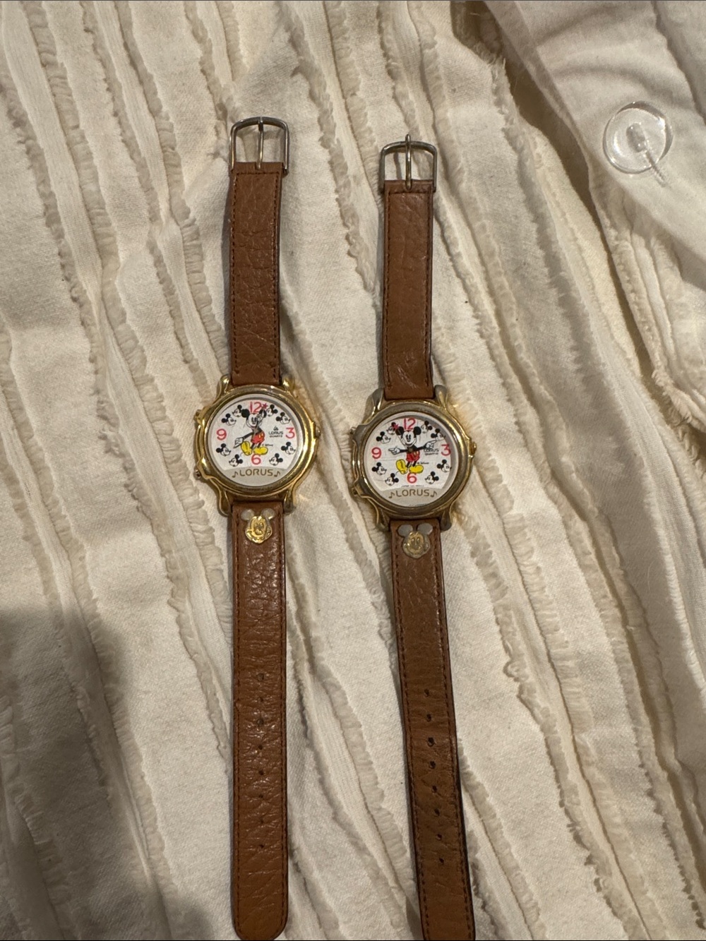 Vintage Lorus Brown Leather Mickey Mouse Watch